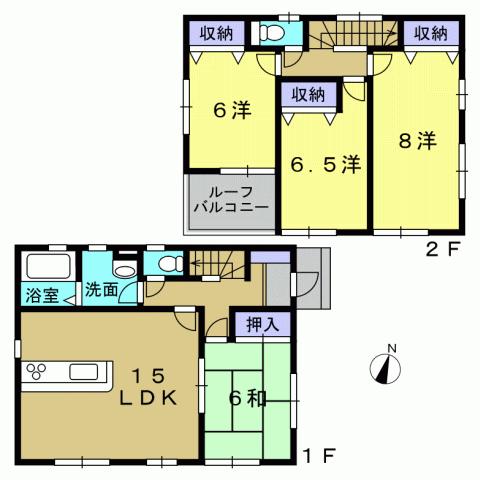 Floor plan. 32,800,000 yen, 4LDK, Land area 121.1 sq m , Building area 98.38 sq m 4LDK