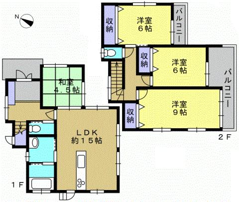 Floor plan. 26,800,000 yen, 4LDK, Land area 228.82 sq m , Building area 97.7 sq m 4LDK
