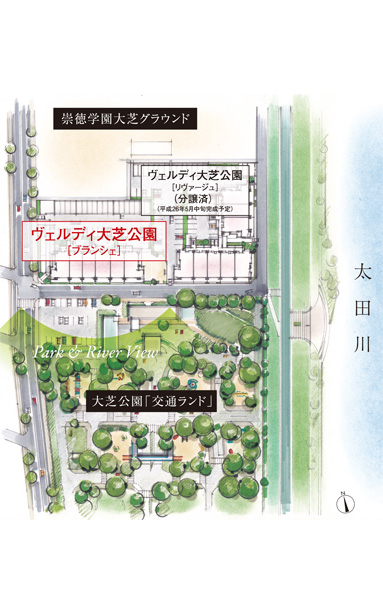 Building structure. Site layout. Balcony of the former facing the whole Teiminami is, Lush Oshibakoen. Among the busy daily life, Time is hard to place anything that can overlook the green park, Is happy!