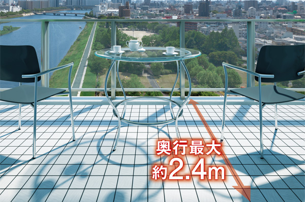 Building structure. Balcony that depth is about 2.4m maximum comfortably spacious. It can also be directed to open a cafe feeling. Handrail adopts glass specification. You can enjoy a nice view from the living room ※ 1