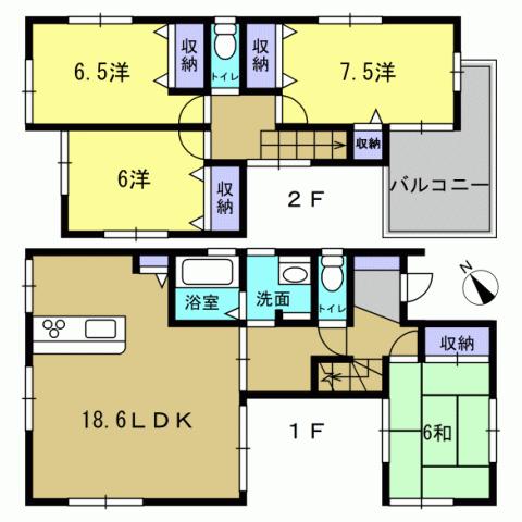 Floor plan. 33,900,000 yen, 4LDK, Land area 140.61 sq m , Building area 106.81 sq m 4LDK