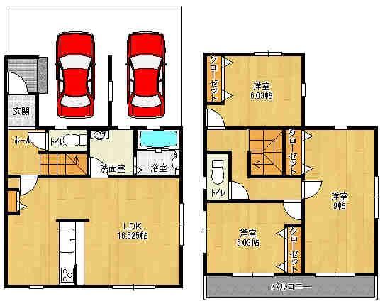 Floor plan. 24.5 million yen, 3LDK, Land area 110.78 sq m , Building area 100 sq m
