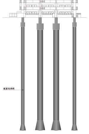 Building structure.  [拡底 support piles that support certainly supporting force] Foundation piles to support firmly the building at the time of the earthquake is about underground 24m, And by implanting 拡底 stake in N value of 50 or more support ground, It protects firmly the peace of mind in a strong building structure. (Conceptual diagram)