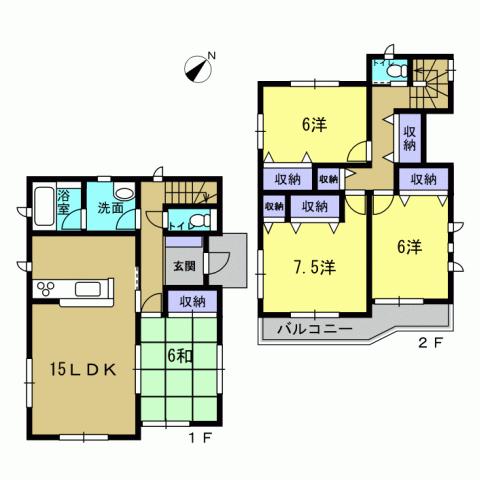 Floor plan. 21,800,000 yen, 4LDK, Land area 139.59 sq m , Building area 99.63 sq m 4LDK
