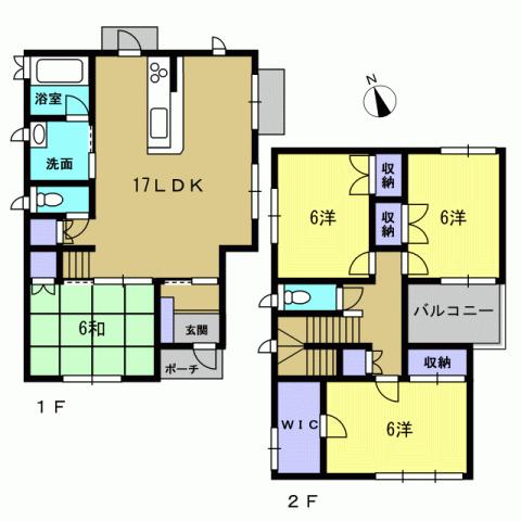 Floor plan. 31,800,000 yen, 4LDK, Land area 128.8 sq m , Building area 107.64 sq m 4LDK