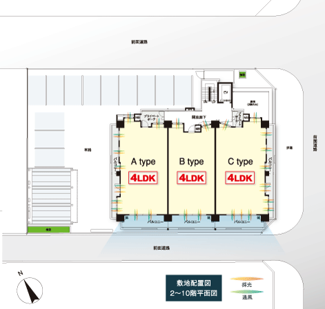 Features of the building.  [Site layout] Highly independent of the three-sided road corner lot. All bright Teiminami direction, 1 floor 3 House.