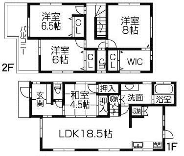 Floor plan. 29.5 million yen, 4LDK, Land area 130.24 sq m , Building area 110.96 sq m 2014 March is scheduled to be completed.