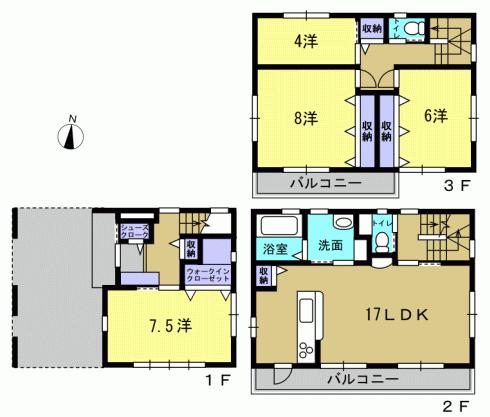Floor plan. 35,700,000 yen, 3LDK + S (storeroom), Land area 112.25 sq m , Building area 108.64 sq m 4LDK