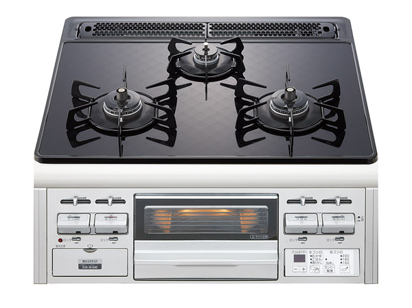 Kitchen. Glass top three-necked gas table