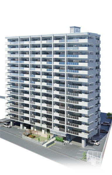 Building structure. Exterior - Rendering. All units south-facing, Adopt a design that captures the sun. further, In order to support a comfortable family car life, Parking rate of about 137%. It corresponds to the RV vehicles! !