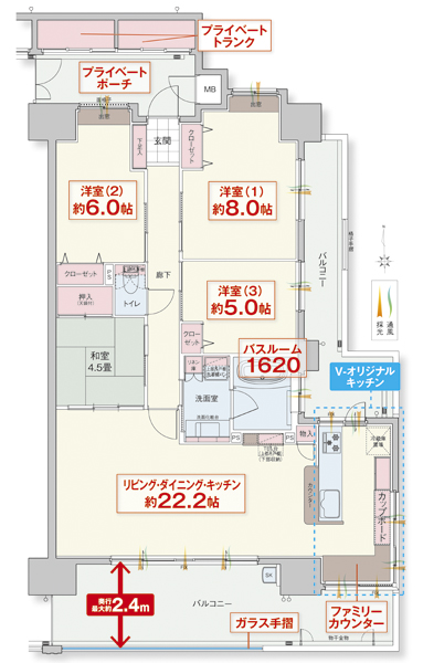 Building structure. F type 4LDK Occupied area / 95.13 sq m  Balcony area / 33.69 sq m  Private trunk / 4.51 sq m  Private porch area / 6.76 sq m