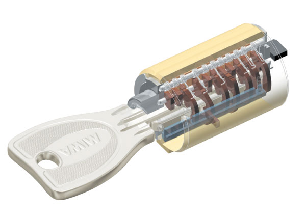 Security.  [PR cylinder lock] Dwelling unit entrance key is adopted in the double lock the PR cylinder lock to prevent picking in the elaborate structure, Has been improved crime prevention. (Conceptual diagram)