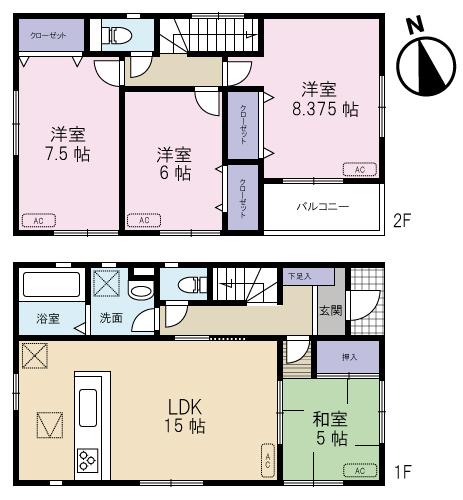 Floor plan. 22,900,000 yen, 4LDK, Land area 126.16 sq m , Building area 98.35 sq m