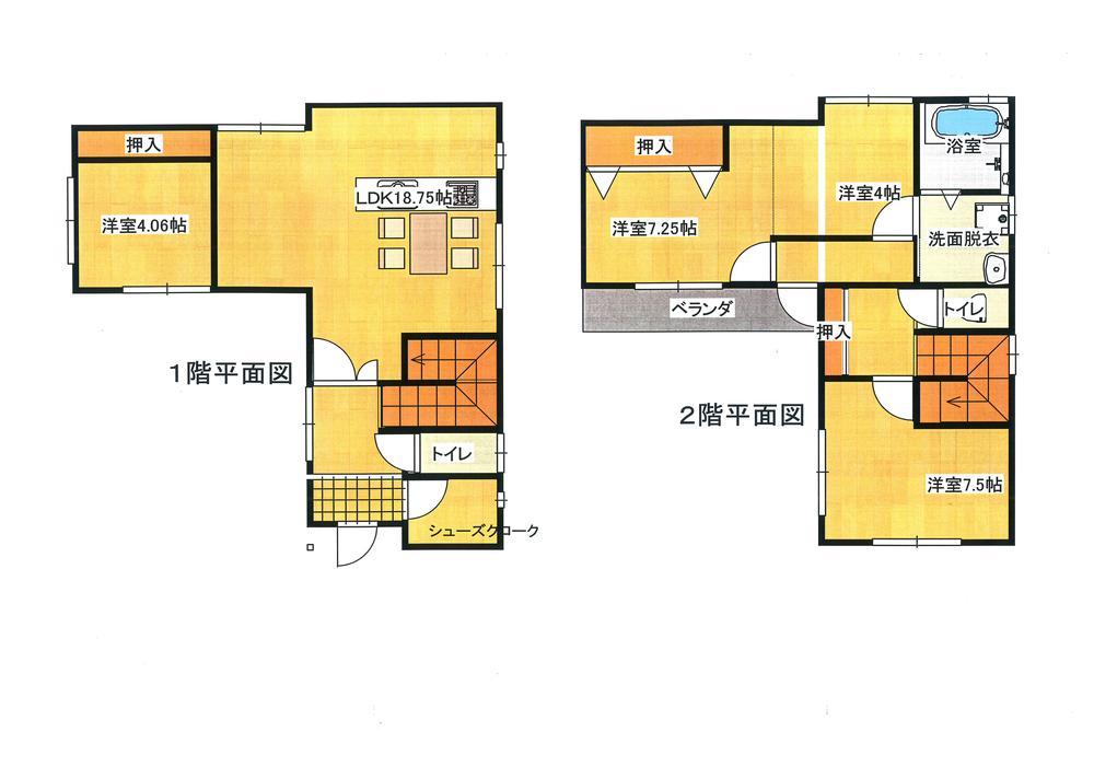 Floor plan. 27.3 million yen, 3LDK, Land area 97.25 sq m , The kitchen is in the building area 91.04 sq m 2 floor ・ There bathroom Designer house