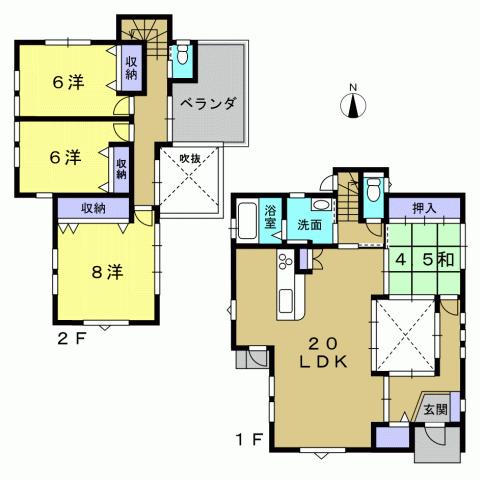 Floor plan. 41,700,000 yen, 4LDK, Land area 168.69 sq m , Building area 111.95 sq m 4LDK