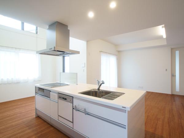 Living. The kitchen is the center of the open LDK.  Dining part blow