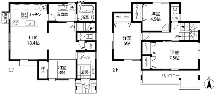 Floor plan. 14.8 million yen, 4LDK, Land area 225.87 sq m , Building area 104.32 sq m