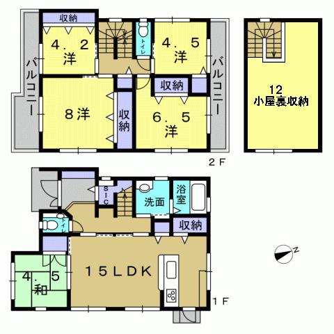 Floor plan. 27.3 million yen, 5LDK + S (storeroom), Land area 213.6 sq m , Building area 108.72 sq m 5LDK