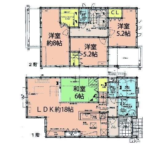 Floor plan. 32,100,000 yen, 4LDK, Land area 136.11 sq m , Building area 98.53 sq m