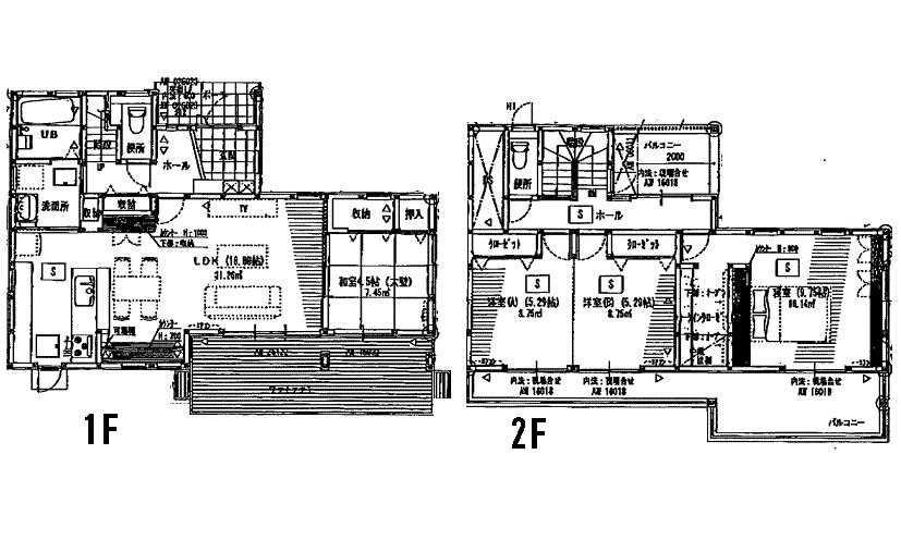 Floor plan. 26,800,000 yen, 4LDK, Land area 189.43 sq m , Building area 109.8 sq m 1F 18.88LDK 4.5 Japanese-style room toilet 2F 9.75 Hiroshi 5.29 Hiroshi 5.29 Hiroshi toilet    WIC