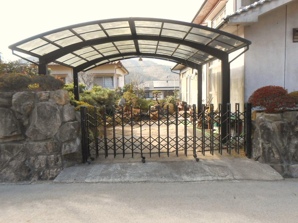 Parking lot. Carport with a roof