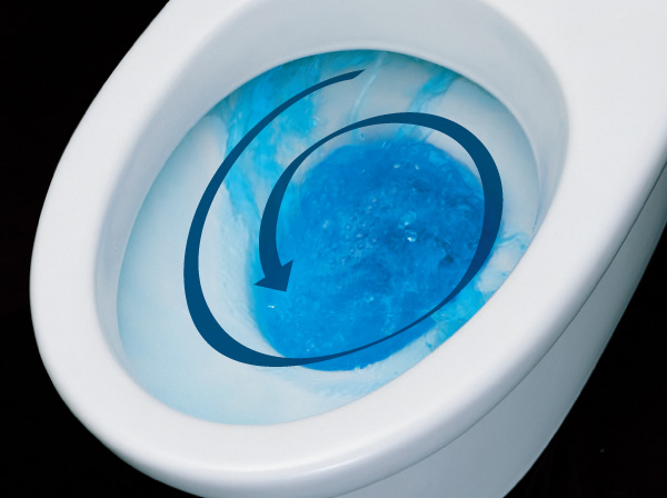 Toilet.  [100% siphon cleaning] The new method to flow round the water from the top of the toilet bowl, Provide strong detergency. Whole will wash away the dirt in the toilet bowl. Also, To improve the toilet bowl to open slim shape, It was difficult dirt. (Conceptual diagram)