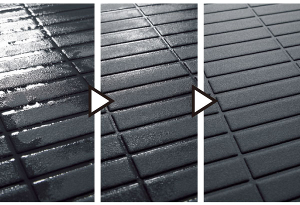 Bathing-wash room.  [Flagstone floor] Drying speed is faster by breaking the surface tension of water, It does not leave a drop of water in the next morning. On slip resistant, It saves also time and effort of cleaning.