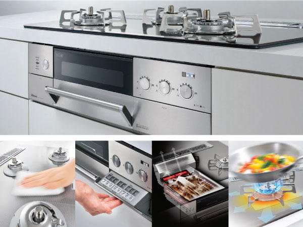 Kitchen.  [Si sensor stove] Large stove employing a sensor that supports convenient and safe cooking all burners. Glass top is excellent in heat resistance, Dirt wiped off easier, Cleaning is easy. Temperature control in the operation panel of the only press lightly, And high-performance grill is a multi-functional stove that can be used. (Same specifications ・ Conceptual diagram)