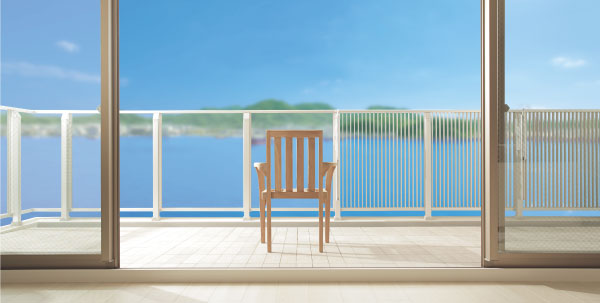 Features of the building.  [I want you to feel the sea in the day-to-day life] Taking advantage of the location overlooking the Onomichi water at hand, As you feel the sea in the day-to-day life, It has been adopted in the four types of the open-air terrace of a maximum depth of 2.5m. Of course things are as normal balcony, Second living Ya, You also can use versatile as a hobby of space.