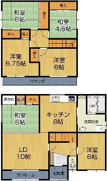 Floor plan. 13,900,000 yen, 6LDK, Land area 264.39 sq m , Building area 122.58 sq m ☆ It is taken between the 6LDK ☆ ~ Japanese-style 3 room ・ Western-style 3 room ~