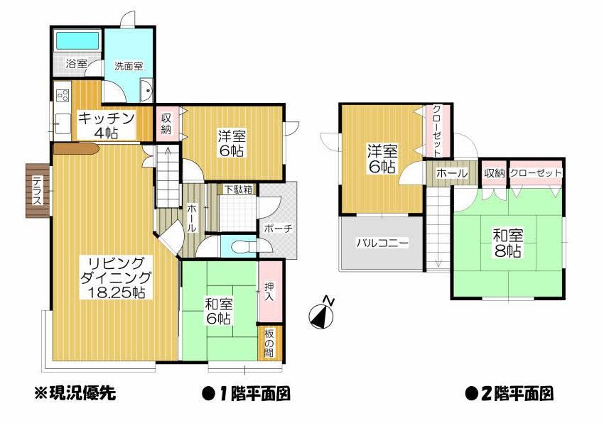 Floor plan. 10.7 million yen, 4LDK, Land area 243.05 sq m , Building area 105.16 sq m