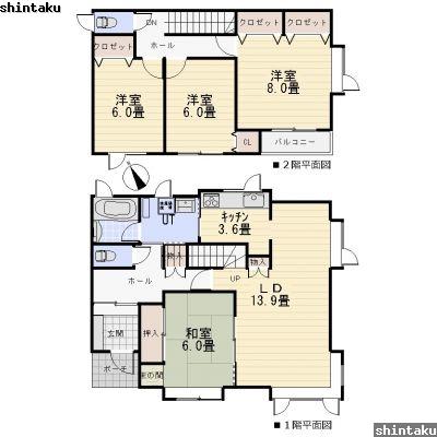 Floor plan. 14,950,000 yen, 4LDK, Land area 240.5 sq m , Building area 34.31 sq m