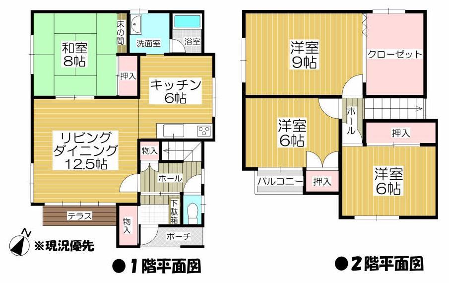 Floor plan. 12.8 million yen, 4LDK, Land area 218.82 sq m , Building area 112.62 sq m