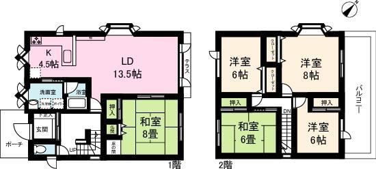 Floor plan. 6.2 million yen, 5LDK, Land area 203.49 sq m , Building area 116.03 sq m