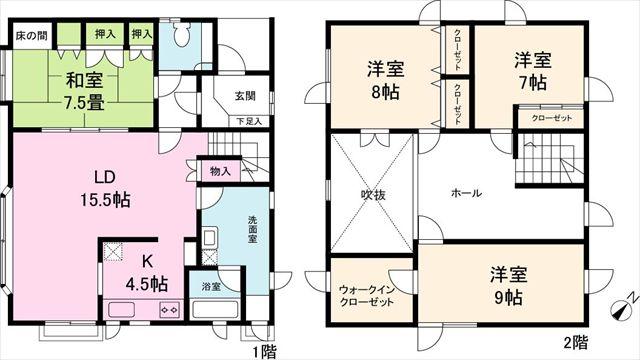 Floor plan. 14.8 million yen, 4LDK, Land area 238.72 sq m , Building area 149.02 sq m