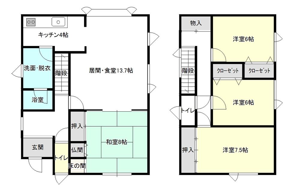 Floor plan. 12.8 million yen, 4LDK, Land area 193.03 sq m , Building area 114.27 sq m