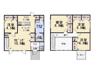 Floor plan. 18.5 million yen, 4LDK, Land area 252 sq m , Building area 109.3 sq m