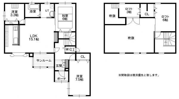 Floor plan. 16.8 million yen, 3LDK+2S, Land area 287.82 sq m , Building area 75.59 sq m