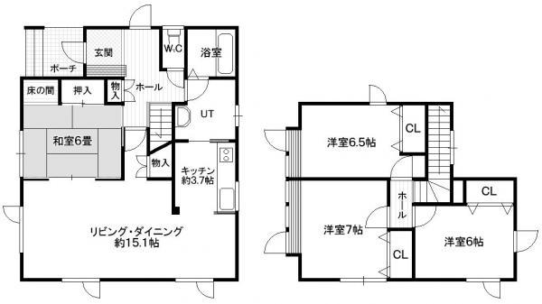 Floor plan. 12.8 million yen, 4LDK, Land area 264.15 sq m , Building area 109.3 sq m