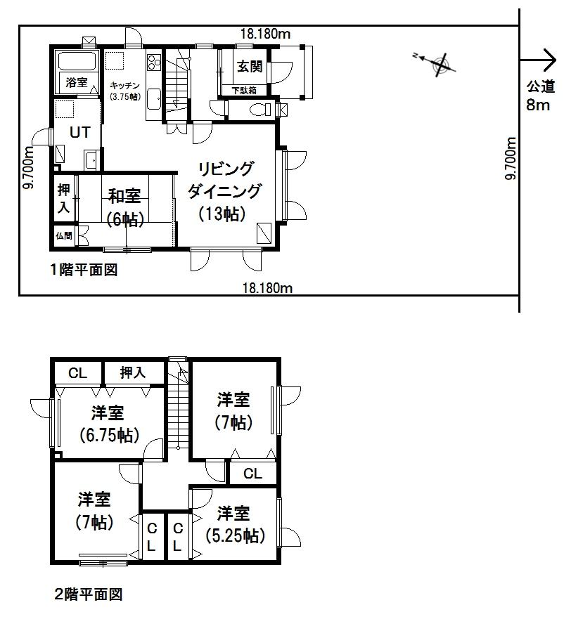 Floor plan. 14,980,000 yen, 5LDK, Land area 176.34 sq m , Building area 118.69 sq m