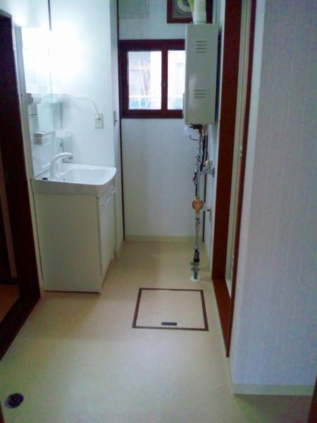 Wash basin, toilet. State of the washroom