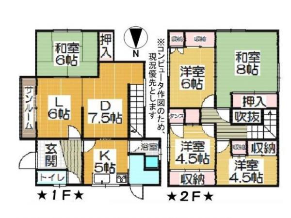 Floor plan. 1.5 million yen, 5LDK, Land area 300.31 sq m , Building area 117.91 sq m