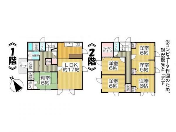 Floor plan. 14.8 million yen, 6LDK, Land area 122.76 sq m , Building area 125.16 sq m