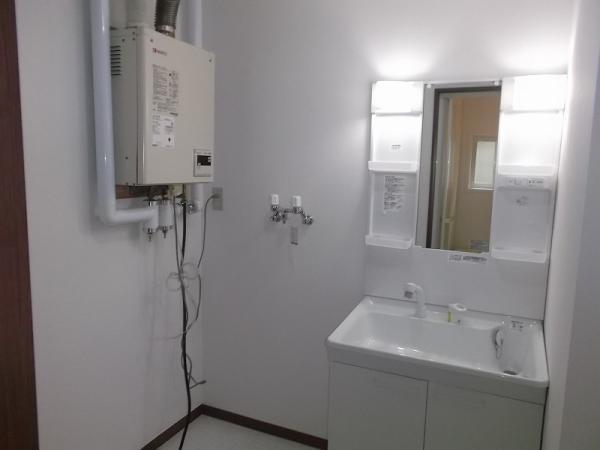 Wash basin, toilet. New vanity Shower