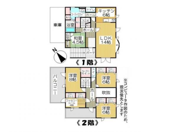 Floor plan. 22,200,000 yen, 4LDK + S (storeroom), Land area 221.92 sq m , Building area 157.39 sq m