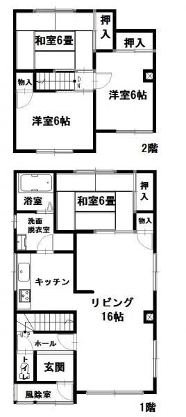 Floor plan. 9.8 million yen, 4LDK, Land area 183.88 sq m , Building area 96.79 sq m 4LDK