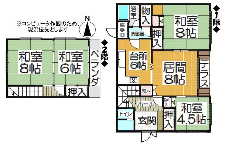 Floor plan. 700,000 yen, 4LDK, Land area 165.31 sq m , Building area 165.31 sq m Mato