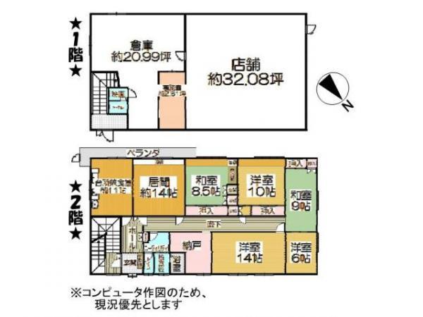 Floor plan. 13.5 million yen, 5LDK+S, Land area 331.18 sq m , Building area 408.56 sq m