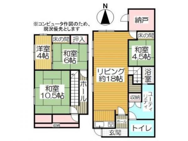Floor plan. 4.5 million yen, 3LDK, Land area 266.51 sq m , Building area 68.79 sq m