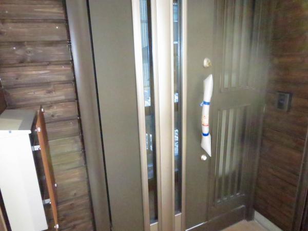 Entrance. We stretched the wood around the front door of the new.